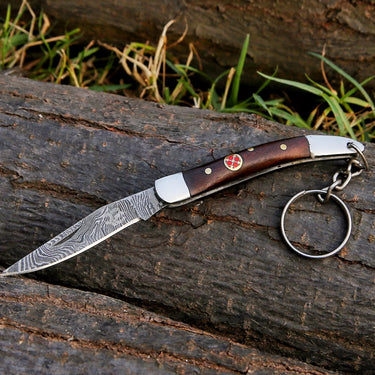 Mini Damascus Keychain Folding Pocket Knives