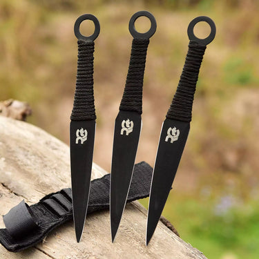 Black Paracord 3 Piece Throwing Knife Set