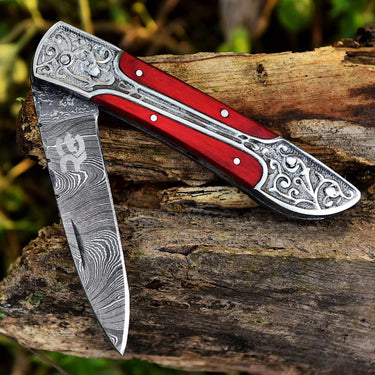 Folding Knife (Red Rosewood Handle)