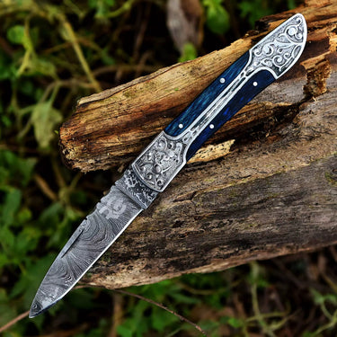 Folding Knife (Blue Rosewood Handle)