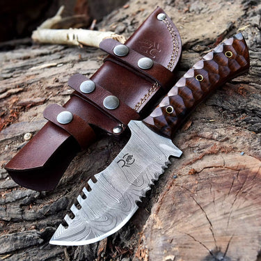 Damascus Steel Tracker Bushcraft Knife