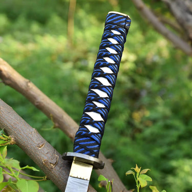 Damascus Katana Blue Handle