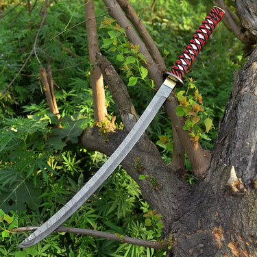 Damascus Katana Red Handle