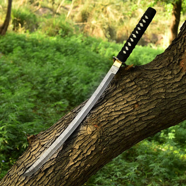 Damascus Katana Black Handle