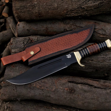 'Kamān' Bowie Knife (Leather & Resin Handle with Powder Coated Blade)
